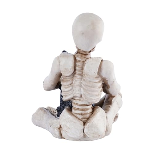 Gothic Halloween Skeleton with Dog Figurine - Spooky Home Decor, Skeleton Decorations