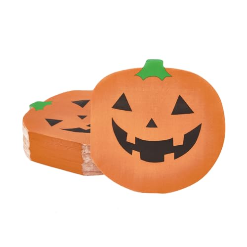 Halloween Pumpkin Napkins - 100-Count PUMPKIN Shape 3-Ply Disposable Paper Party Napkins