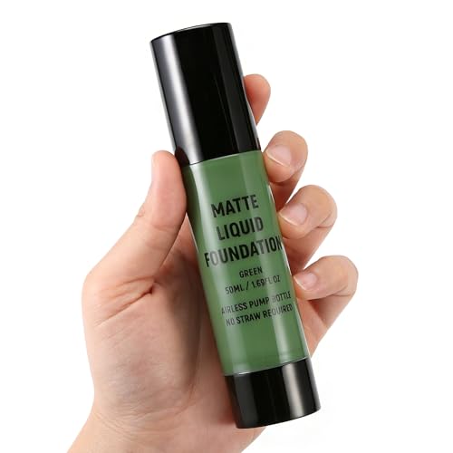 Green Liquid Face Paint Foundation for Halloween Costume Makeup - Buildable & Full Coverage