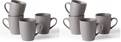 Dark Grey 4-Piece 12oz Coffee Mug Set - Handle Drinkware for Tea, Cocoa, Milk