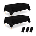I01 Black Rectangle Disposable Tablecloths - 3 Pack, Waterproof 54x108 Inches