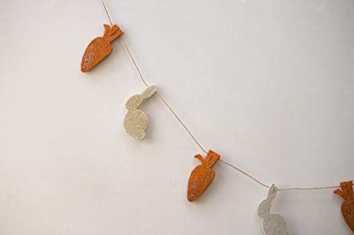 Handmade Wool Felt Easter Bunny & Carrot Garland - 48-Inch Wall & Table Decor