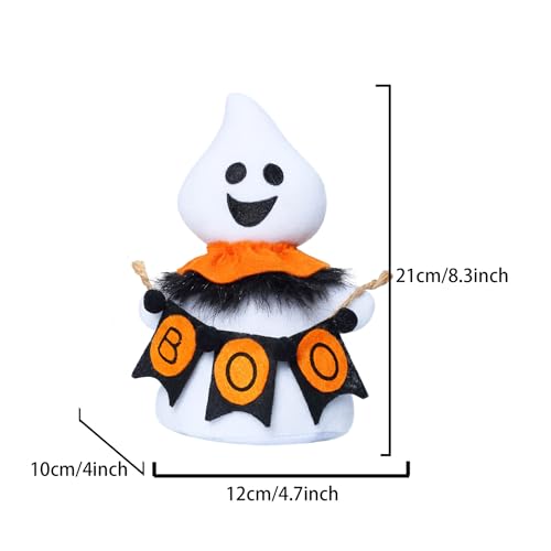Halloween Ghost Plush Decorations Set of 2 - Boo Banner, 8.3 Inch, White & Orange, Cute Halloween Decor & Gifts - Variation of THIS listing