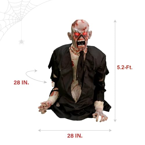 Haunted Hill Farm 35-Inch Damien Zombie Animatronic with Light-Up Eyes & Motion Sound