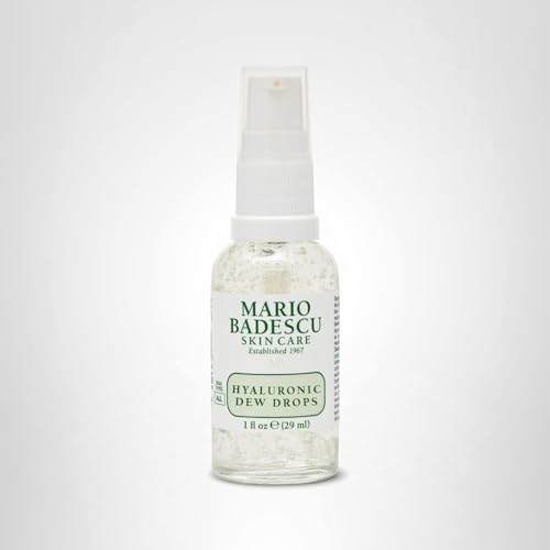 Mario Badescu Hyaluronic Dew Drops for All Skin Types – Hydrating Gel-Serum Hybrid with Sodium Hyaluronate, Niacinamide & Botanical Extracts for a Dewy, Glass-Like Glow – 1 Fl Oz