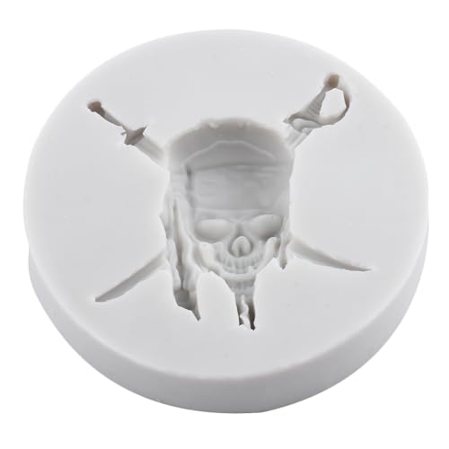 Pirate Skull & Sword Silicone Fondant Mold - Halloween Cake Decorating, Style D