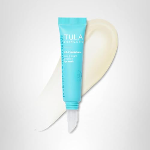 TULA Skin Care 24-7 Moisture Day & Night Peptide Lip Mask - Peptides, Hyaluronic Acid & Vitamin E deeply Nourish & Hydrate lips, 0.28 oz.