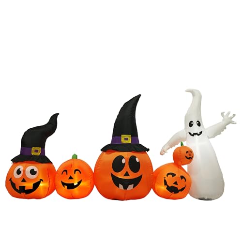 Halloween Inflatable Pumpkin Ghost Yard Decor - 8FT - Trygoal