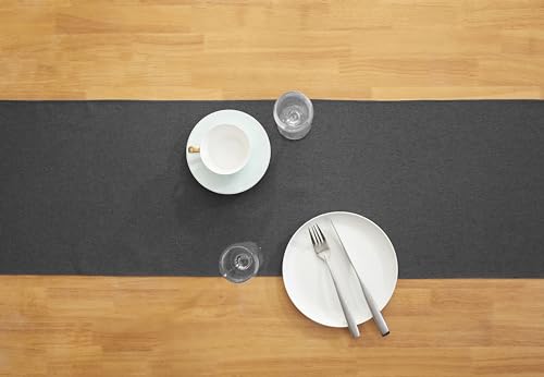 Modern Black Grey Cotton Table Runner 13 x 90 Inches - Farmhouse Style