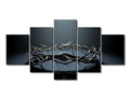 5 Panel Wall Art Christ Canvas Prints with Crown of Thorns - 60 x 32 Inches - Framed Modern Home Decor - Variation: 60''Wx32''H / Artwork-04