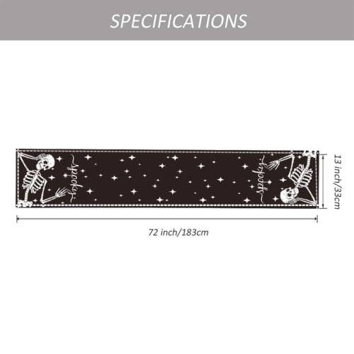 Halloween Skeleton Spider Table Runner 13x72in - Spooky Decor for Parties
