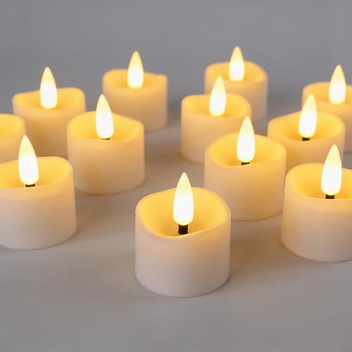 48 Pack Flameless LED Timer Tea Lights - Flickering Votive Candles for Christmas Halloween Parties