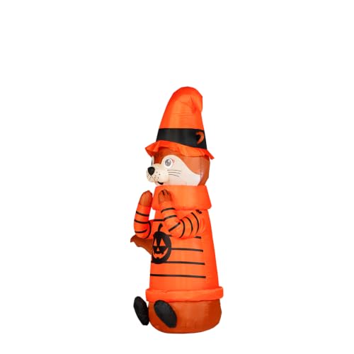 4 Ft Lighted Halloween Inflatable Otter in Witch Costume Yard Decor