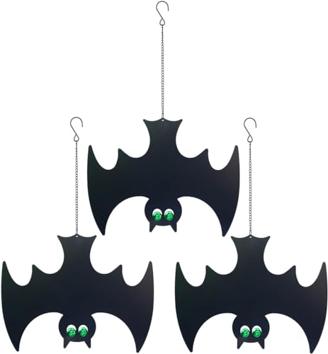 Halloween Hanging Bat Decorations with Glowing Eyes - Spooky Outdoor & Indoor Décor