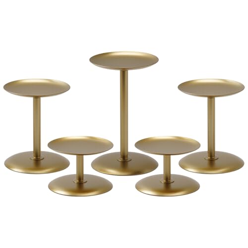 Homemory Fall Halloween Gold Metal Candle Holders Set of 5 - Table Decor Variation