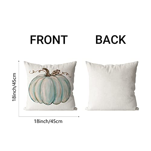 Watercolor Pumpkin Fall Pillow Covers Set of 2 18x18 Inches - Autumn Decor