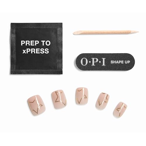 OPI Take Up Space Press-On Nails - Medium Square, Nude with Gold Star Accent, 30 Count - Variation of Take Up Space
