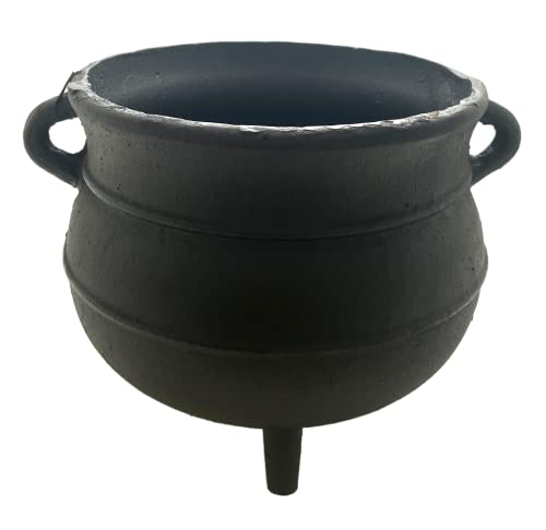 7-Inch Cast Iron Cauldron with Black Finish - Durable Witches Brew Pot