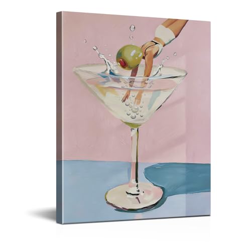 Martini Cocktail Wall Art Canvas - Wine 15 Variation for Bar & Drink Decor