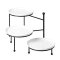 Black 8-Inch 3-Tier Serving Stand with Porcelain Plates for Entertaining