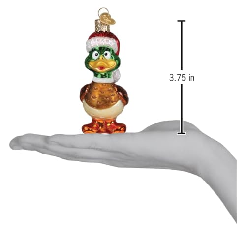 Silly Santa Duck Glass Christmas Ornament Handcrafted Holiday Decor