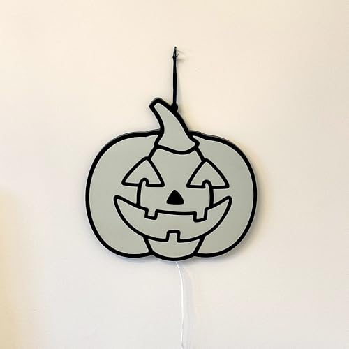 Halloween Jack O Lantern Infinity Mirror Light - 12x12 Indoor Decor with USB Power