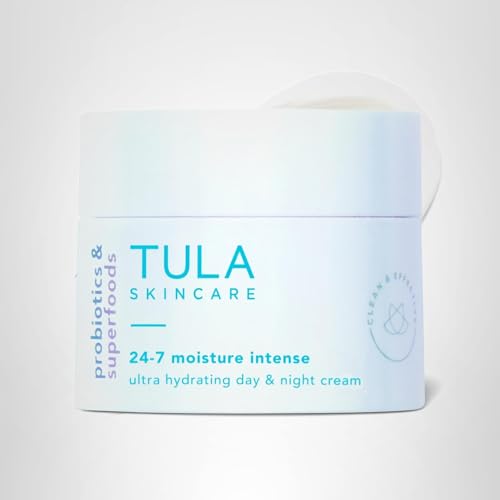 TULA Skin Care 24-7 Moisture Intense Ultra Hydrating Day & Night Cream - Travel-Size, Ultra Nourishing Moisturizer for Face. Soothe Skin, Maintain Skin Balance & Improve Skin Smoothness, 0.5 oz.