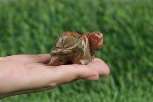 Sea Turtle Gift for Women Carved Figurine Unakite Healing Stone - Green Variation