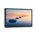 Calming Zen Stone Wall Art - Sunset Meditation Canvas Print 36x24 with Frame
