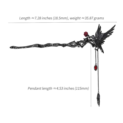 Goth Style Crow Hairpin for Women Long Hair Accessory - M3361 Variation of THIS listing