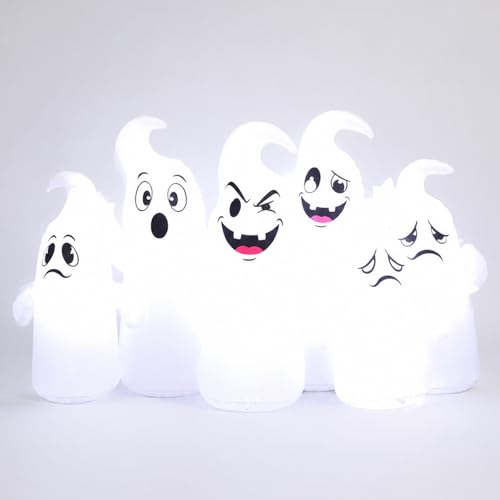 8FT Halloween Inflatable Ghost Yard Decoration with LED Lights - Waterproof & Stable Setup