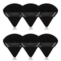 Black 6-Piece Triangle Powder Puffs - Velour Makeup Sponges for Loose & Compact Powder