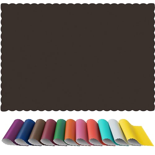 Disposable Paper Placemats with Scalloped Edge - Black, Pack of 50