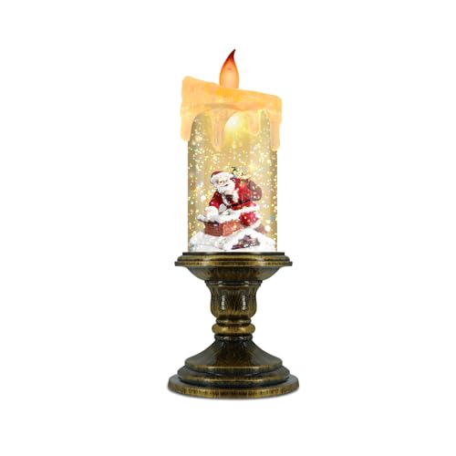 Santa Flameless LED Candle with Snow Globe and Flickering Light - Christmas Decoration