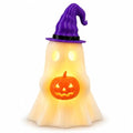 Halloween Ghost Decor with Pumpkin LED Light - Cute Spooky Seasonal Tabletop Accent