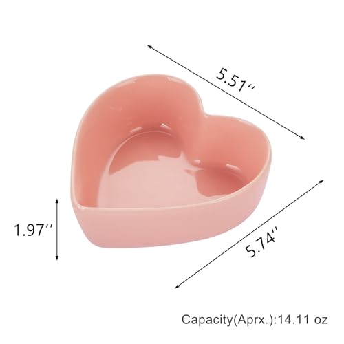 Red Heart Shaped Ceramic Bowl for Valentines Day, Date Night & Gift, 5.7 Inch
