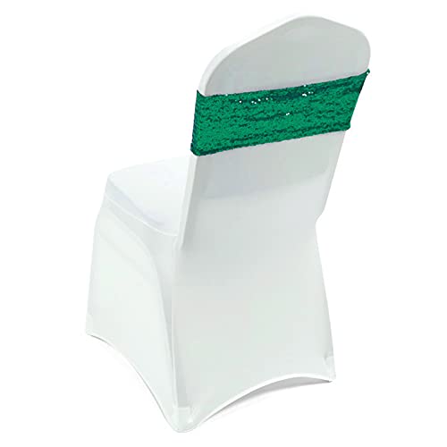 Green Stretch Sequin Chair Sashes Pack of 50 for Weddings & Events