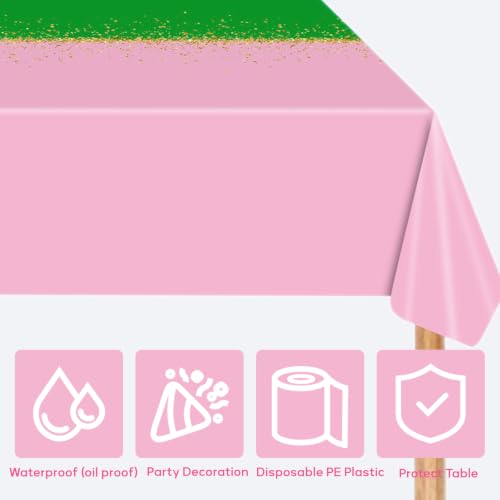 Pink & Green Witch Party Tablecloth Set - 3 Pack, 54x108 Inches, Waterproof, Festive Decor