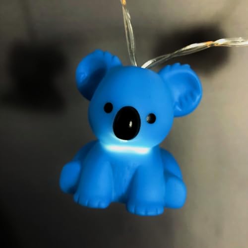 LED String Light with Pom Poms & Painted Cartoon Animals Koala Blue 1.65m 10 LEDs