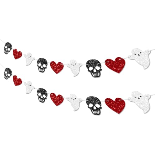 Halloween Skull Ghost Garland Set - Black & Red Gothic Party Decorations