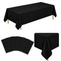 Black Plastic Tablecloths 54 x 108 Inch - 6 Pack, Disposable, Rectangular Cover - Black Variation