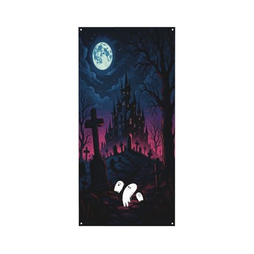 Halloween Ghost Pattern Door Cover Banner Decoration - One Size