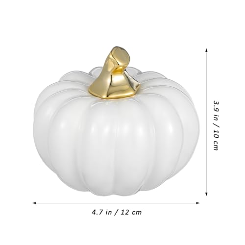 White Ceramic Pumpkin Decor - Halloween Table Ornament for Home & Holiday