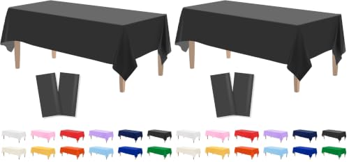 Black Plastic Tablecloths - 54 x 108 Inch Rectangle Disposable Pack of 2 - For Party Events & Dining - Variation: Black / Rectangle (4 Pack)