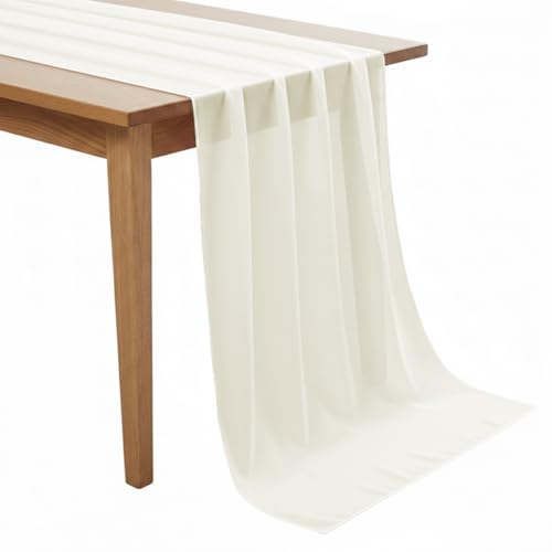 10ft Chiffon Table Runner Pack of 5 - Ivory Romantic Rustic Wedding Decor