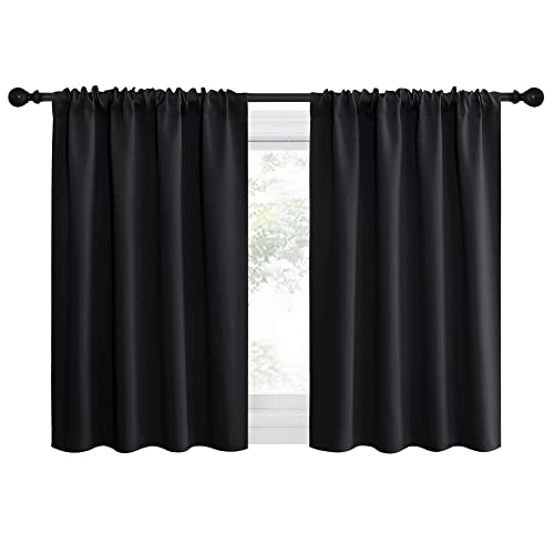 NICETOWN Halloween Kitchen Window Curtains Over Sink Blackout Drapes - 2 Panels, 42W x 30L, Black, Variation of THIS listing
