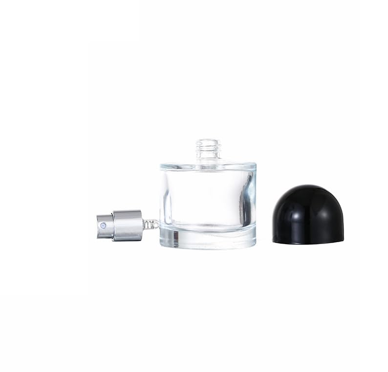 YORROR 2 Pack Clear Glass Perfume Atomizer,50ml Round Empty Perfume Spray Bottle,Portable Fragrance Fine Mist Spray Bottle Dispenser for Travel