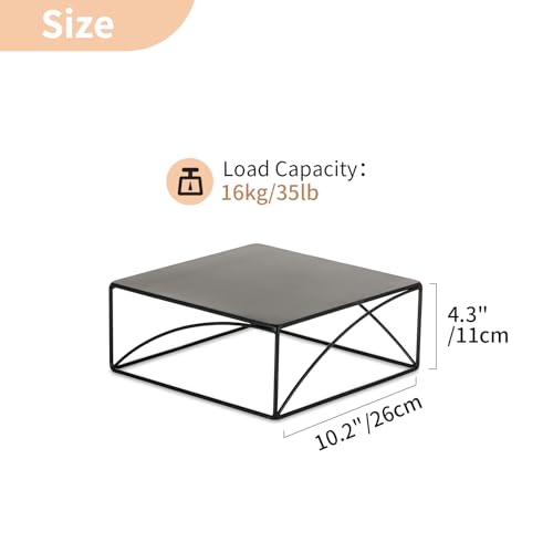 Black Square Cake Stand - 10.2 Inch Metal Dessert Pedestal - NUPTIO