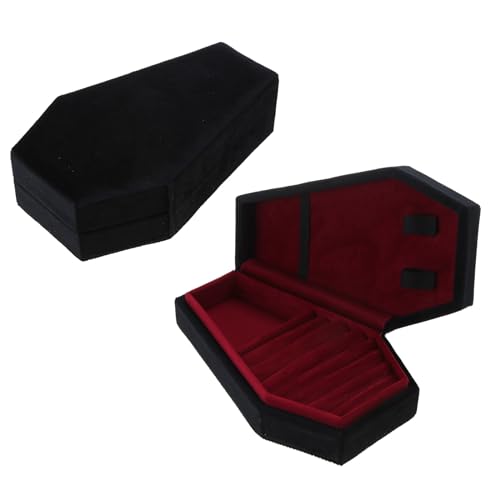 Halloween Theme Velvet Jewelry Storage Box Coffin Necklace Earring Organizer