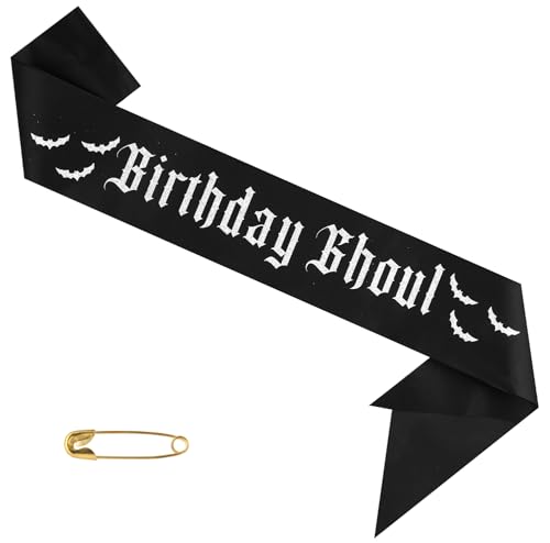 Gothic Birthday Sash with Bats - Spooky Halloween Party Accessory